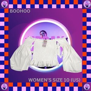 Boho white crop with long sleeves